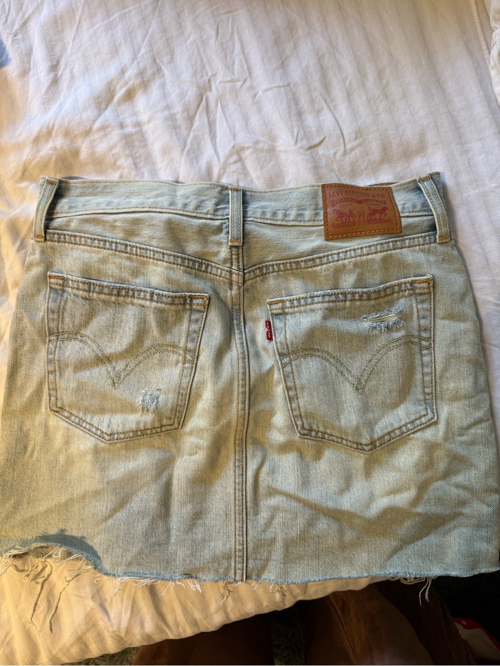 Levi's Light Blue Distressed Denim Mini Skirt